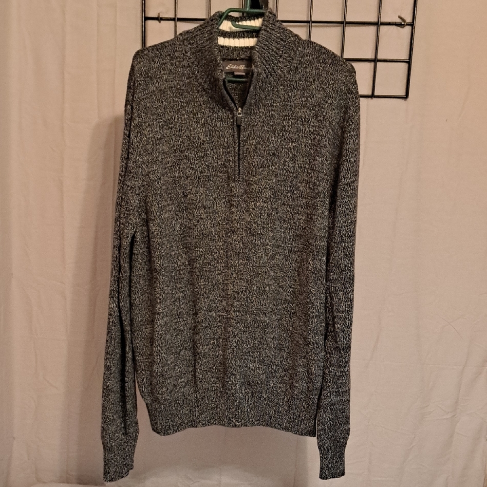 Eddie Bauer Men's Charcoal Zip-Up Sweater